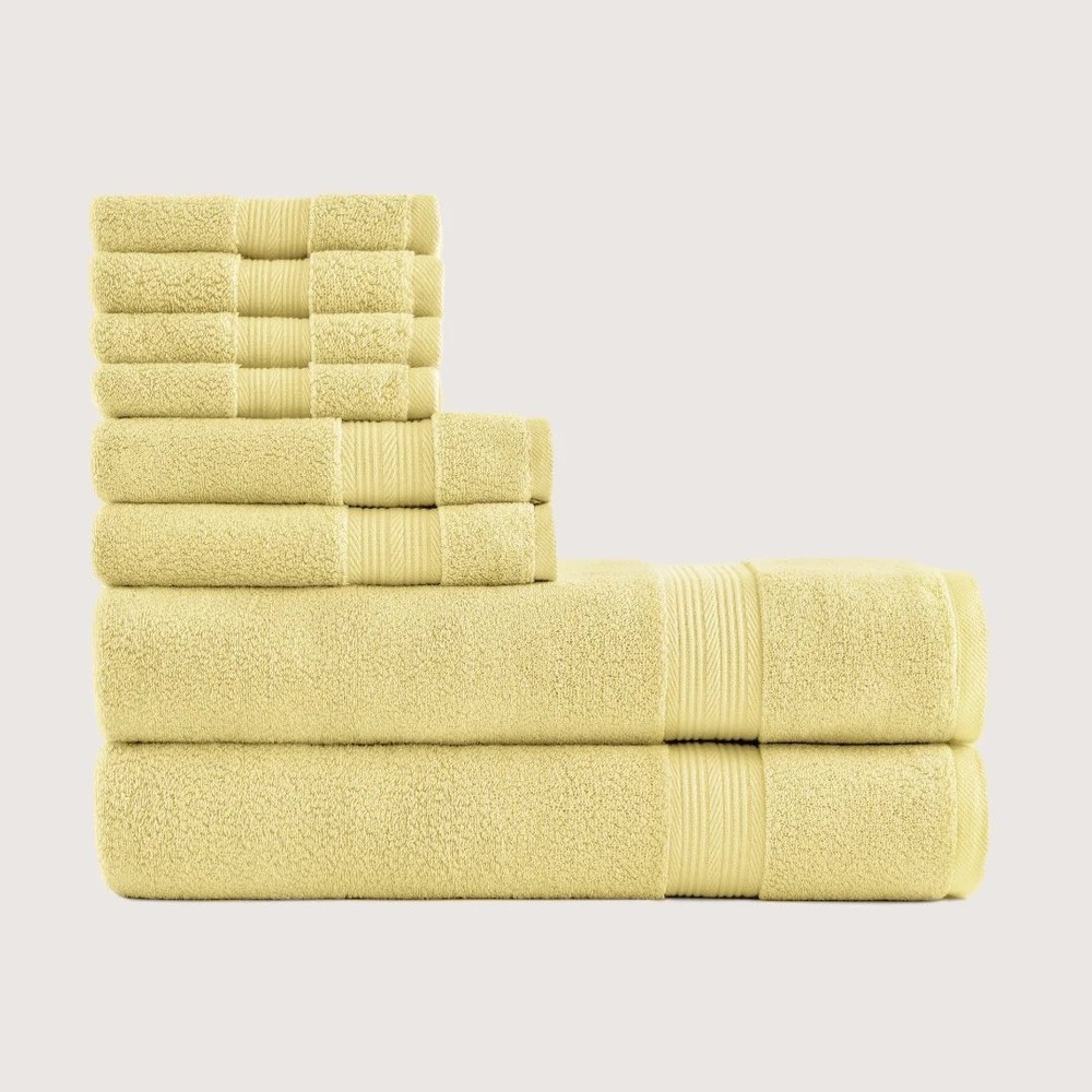 ONUIA Ultrasoft 600 GSM Cotton Bath Towel Set 8 Piece Yellow NEW